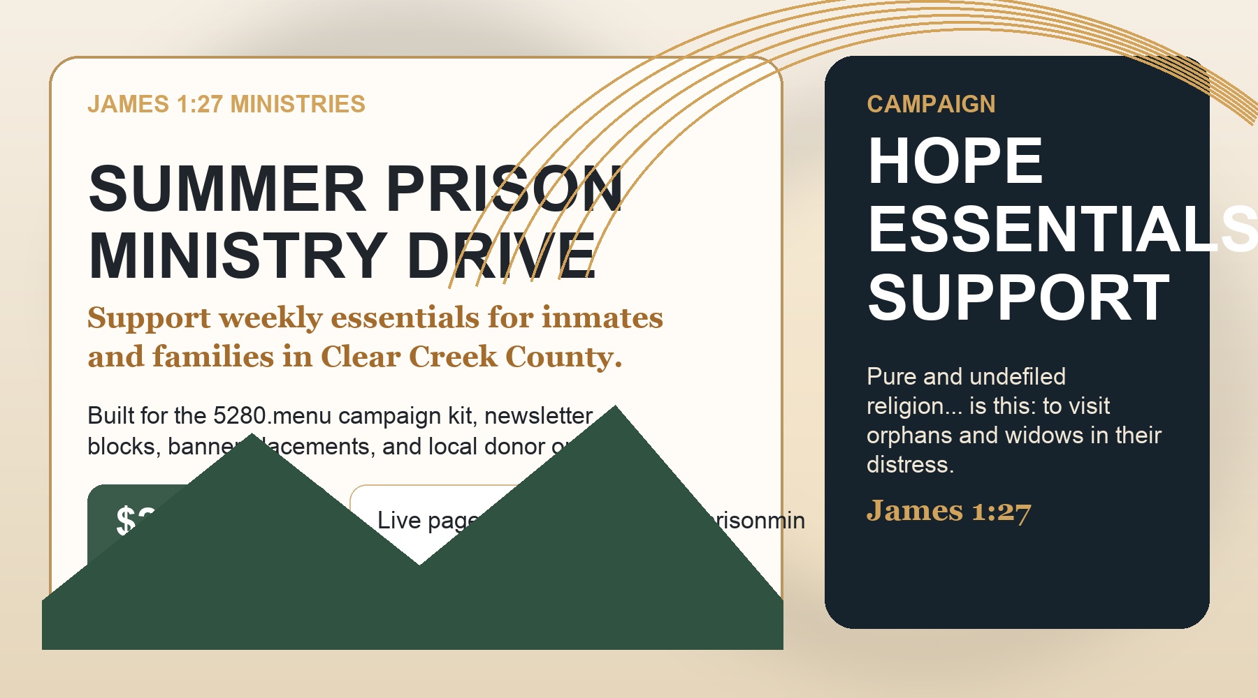 James 1:27 Ministries Summer Prison Ministry Drive campaign banner